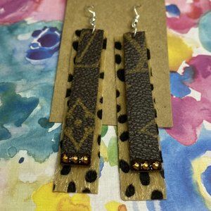 Leather Earrings Designer Handmade Cheetah